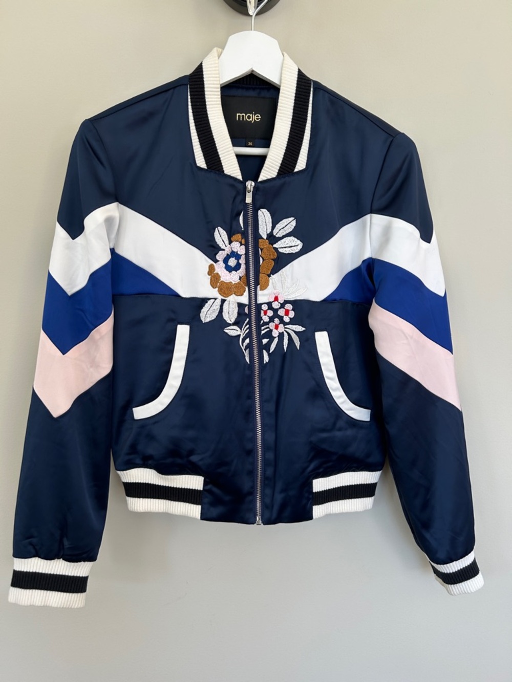 Maje cotton padded jacket with embroidery